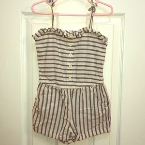 3/$18 Ivory and Blue Striped Romper